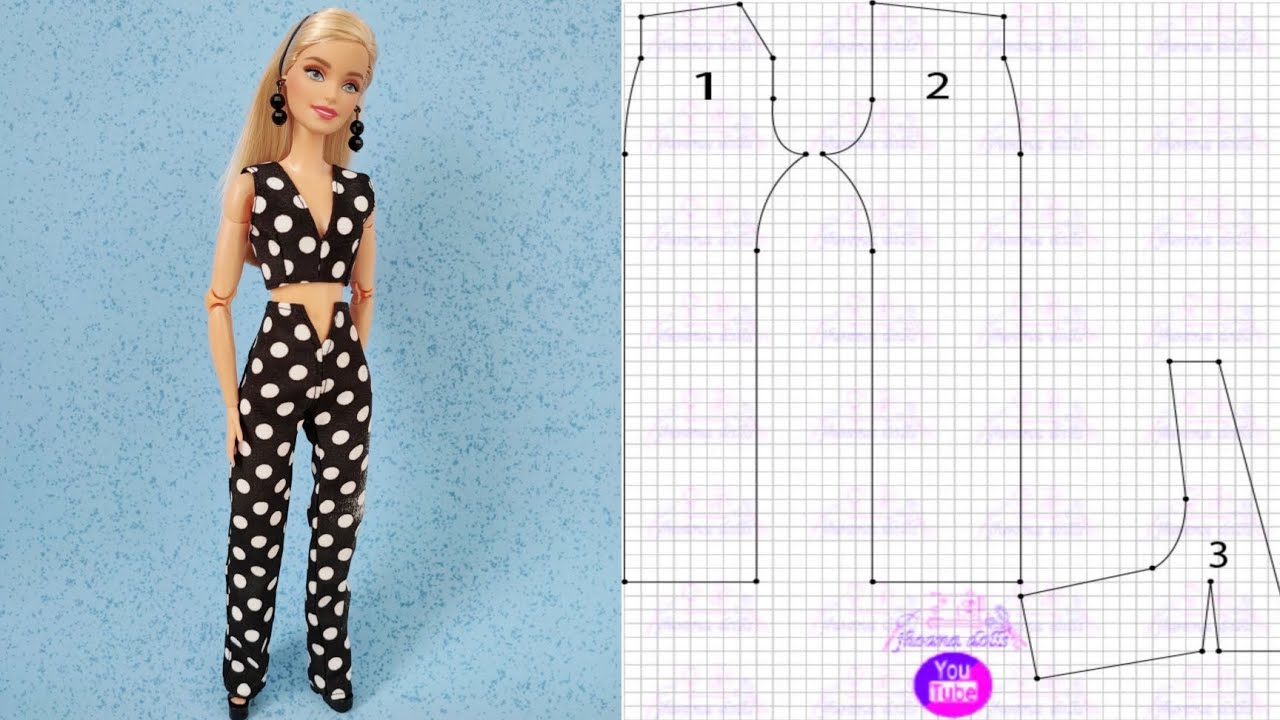 111 pantalón y crop top para Barbie (patrones en la descripción)