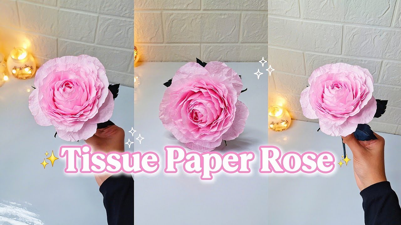How to make Pink Rose from Tissue Paper | DIY| Tissue Paper Rose making step by step easy Tutorial 