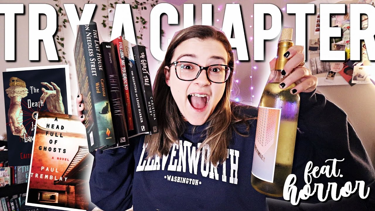 TRY A CHAPTER feat HORROR books and tasting some wine 🍷 and trying candy because it's October