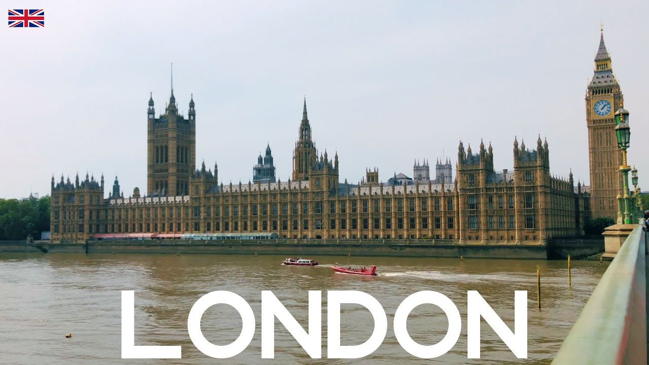 London, England. Walking from Waterloo Station to Westminster Abbey - 4K.