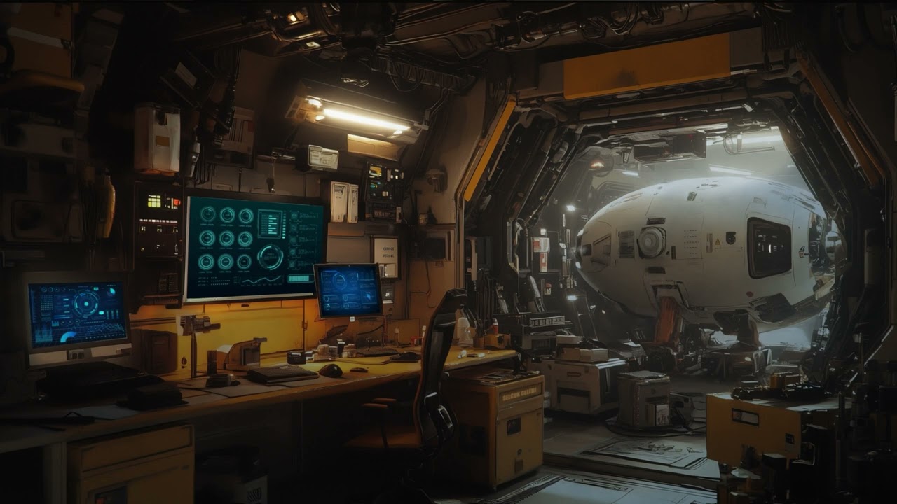 Spaceship KAN Engineering Deck. Sci-Fi Ambiance for Sleep, Study, Relaxation