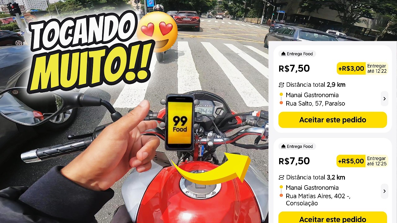 PRIMEIRAS ENTREGAS PELA 99FOOD NO CANAL!!😎*Tocando Muito, acompanha*🔥🤑
