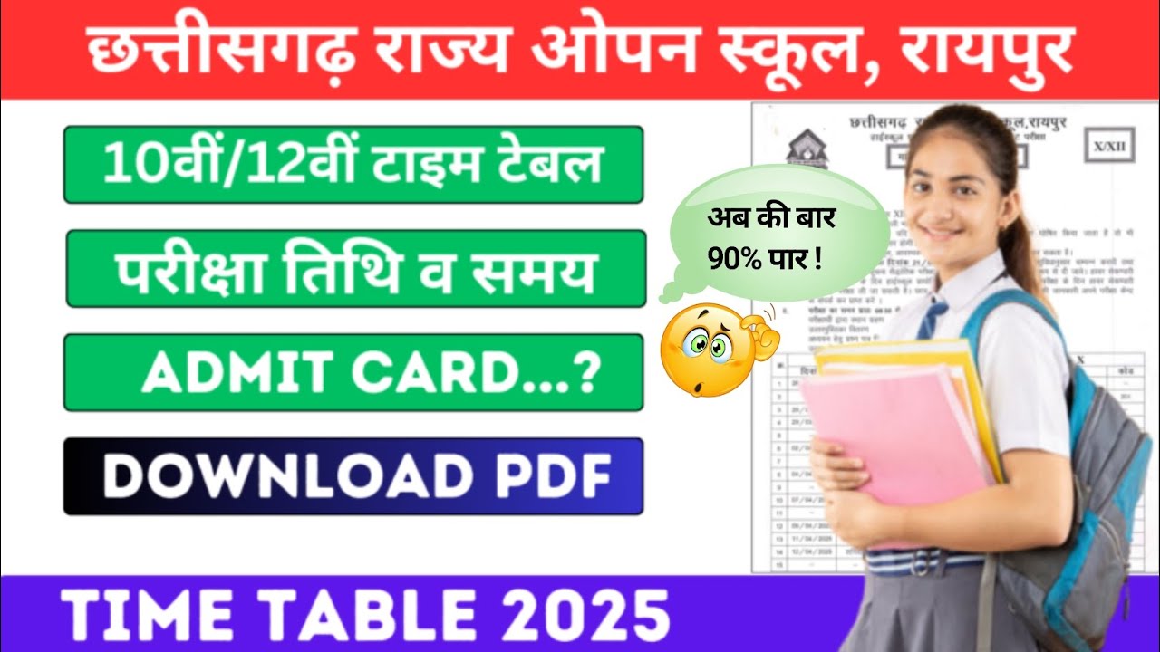 CG Open School Time Table 2025 | Kab Hoga Open Exam | Cg Open Board Examination 2025