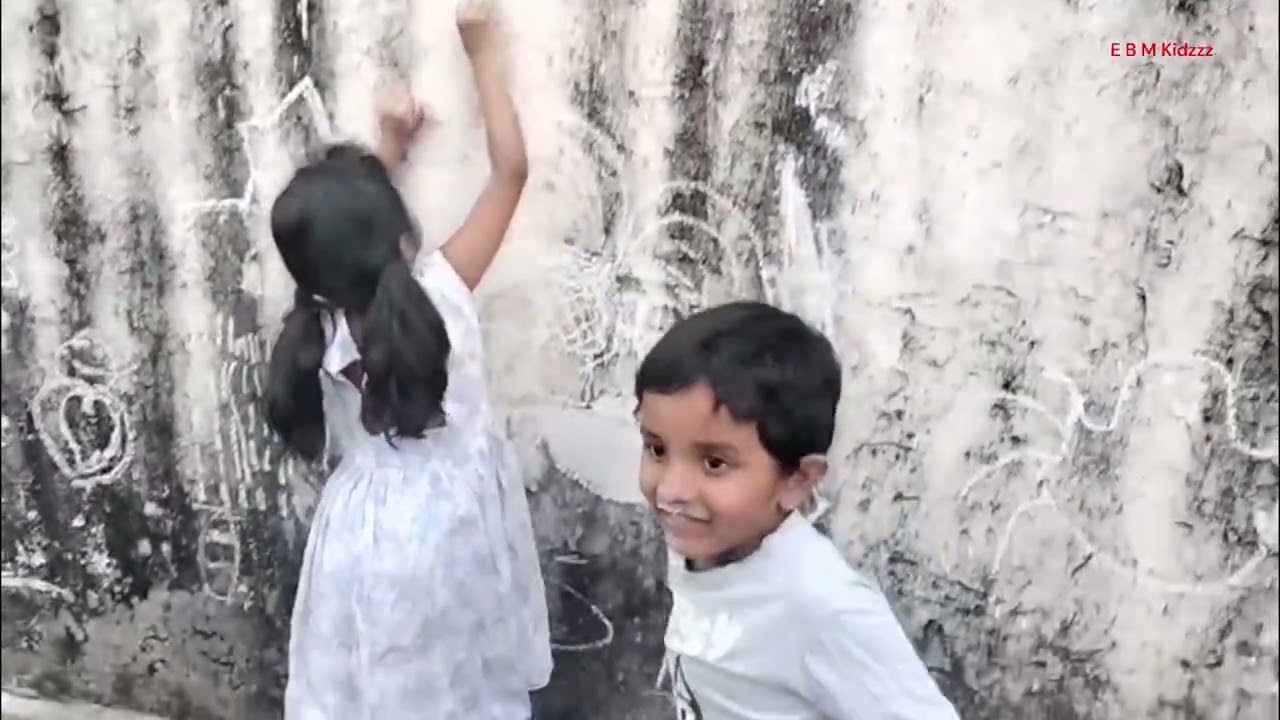 Elaina, Brianna & Melvin Drawing Their Creative Ideas on the Wall | Kids Art Fun | EBM Kidzz
