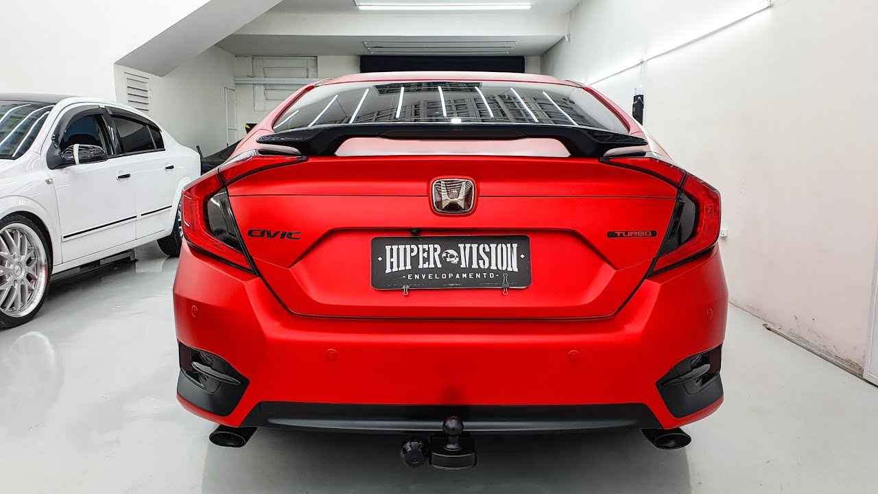 Honda Civic G10 envelopamento total de vermelho fosco chrome