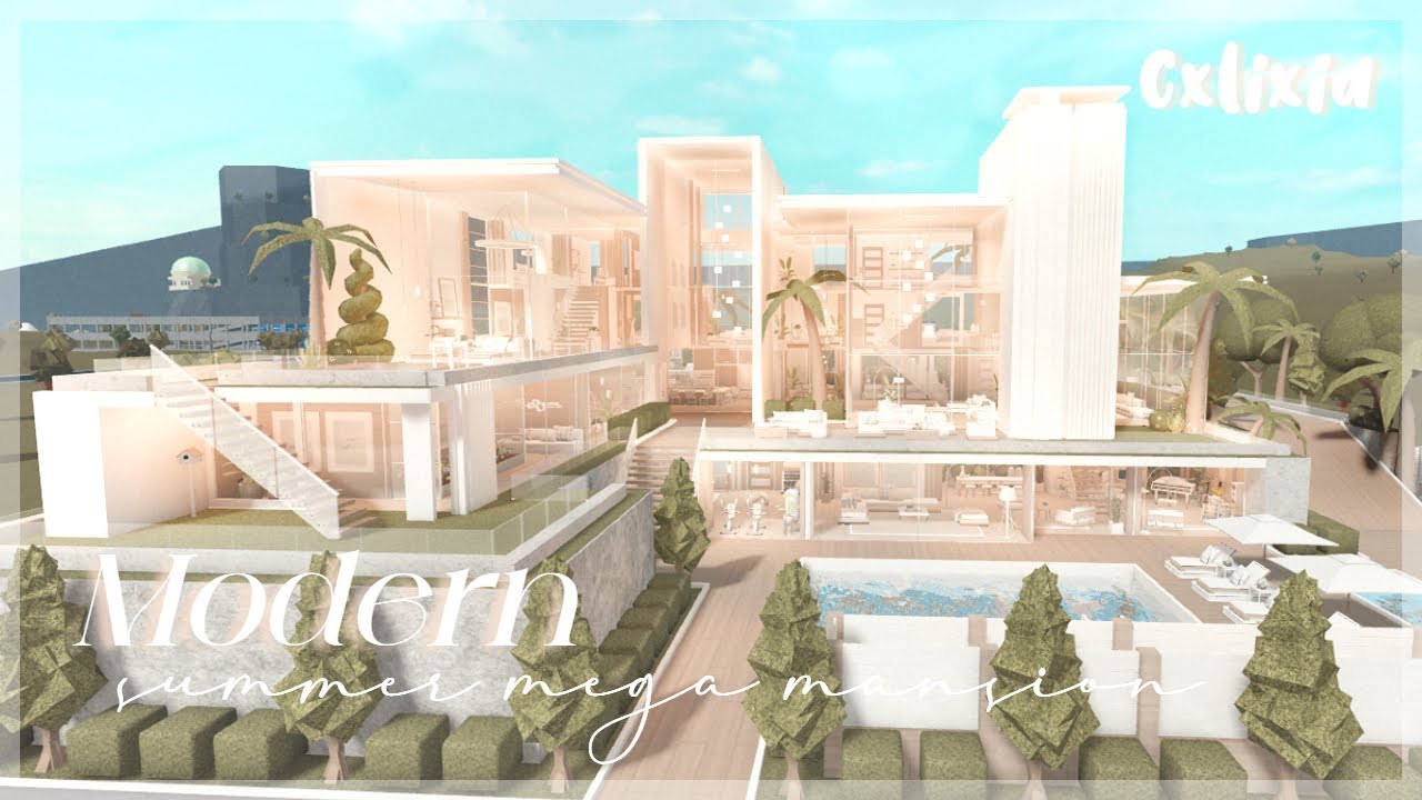 (FULL TOUR) Bloxburg: Modern Summer Mega Mansion (Interior Pt. 1) | Roblox House Build | Speedbuild