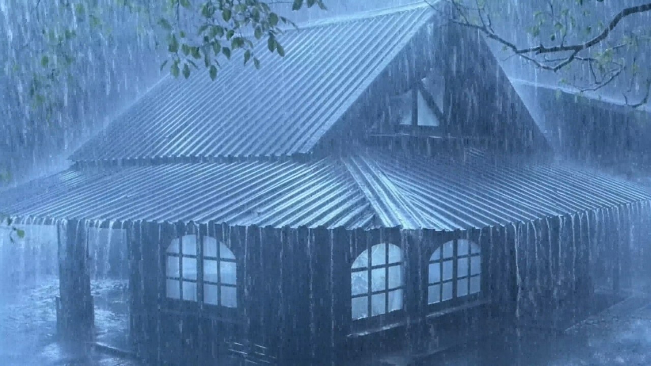 Immerse Yourself in Deep Sleep with Powerful Rain on the Fragile Tin Roof at Night