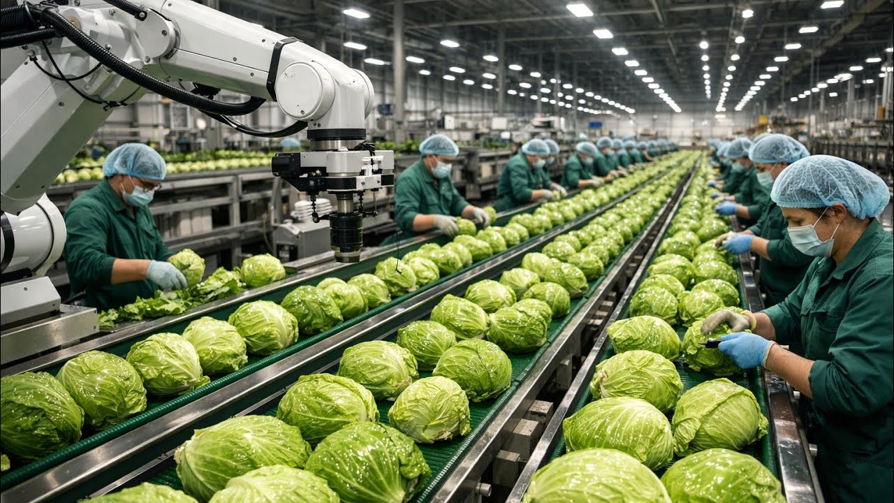Inside a Modern Cabbage Factory From Raw Cabbage to Fresh Ready To Eat Salad (Full Process)