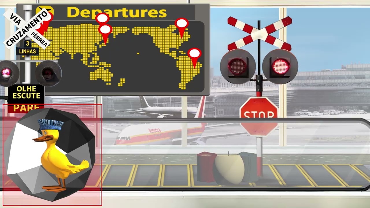 世界の踏切 空港内の動く歩道 カンカン Various Railroad Crossings at the airport 4K fumikiri