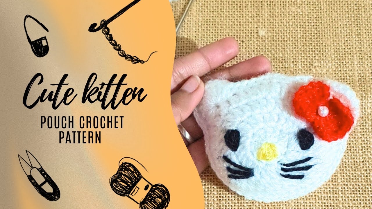 Cute kitten crochet pouch Tutorial (hindi)😻😽@KajalVermaa56
