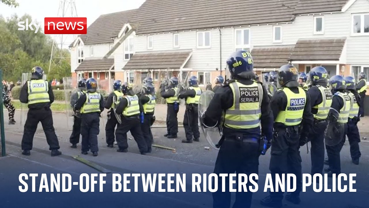 UK riots: Stand-off between rioters and police in Rotherham