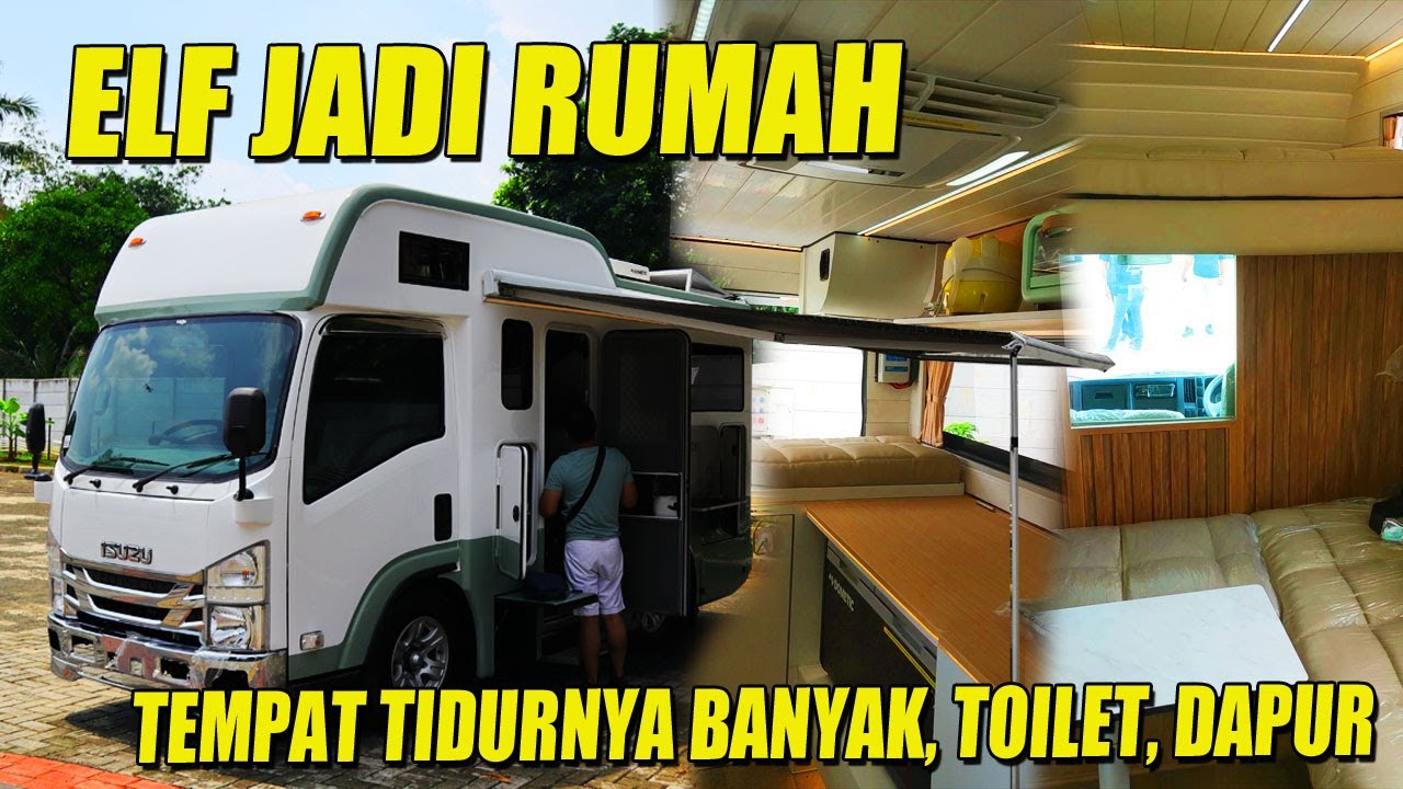 ISUZU ELF MOTORHOME LENGKAP DAN MEWAH 3 TEMPAT TIDUR KLOSET DAPUR PEMANAS AIR DAN TENAGA MATAHARI