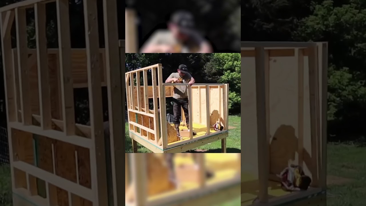 Large Chicken Coop Build at Home DIY #shorts