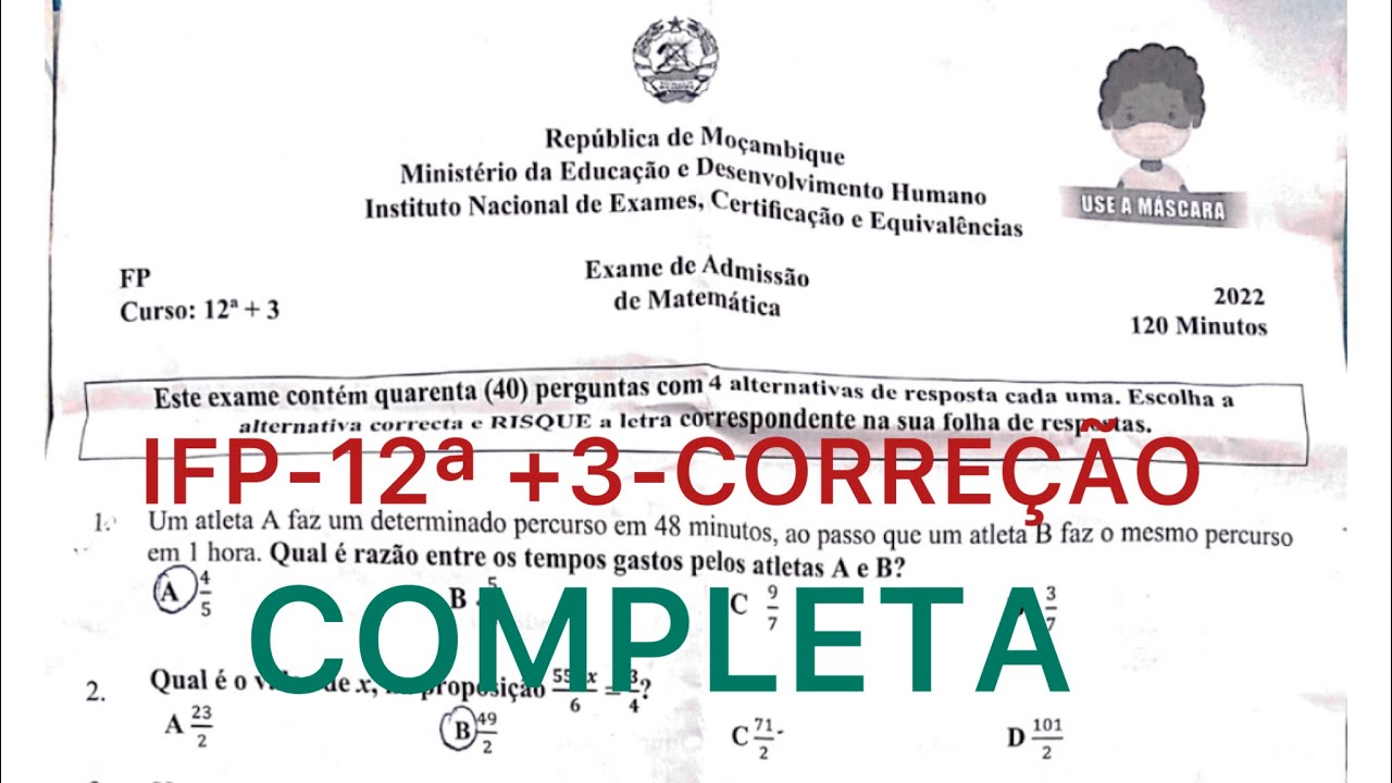 EXAME DE IFP- 12ª+3 - 2022- CORREÇÃO COMPLETA