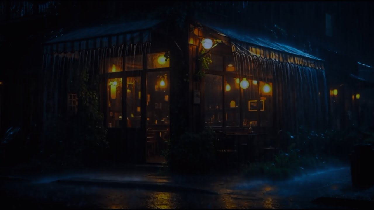 Relaxing Rain Outside Cozy Café for Deep Sleep, Focus & Stress Relief ☕🌧️