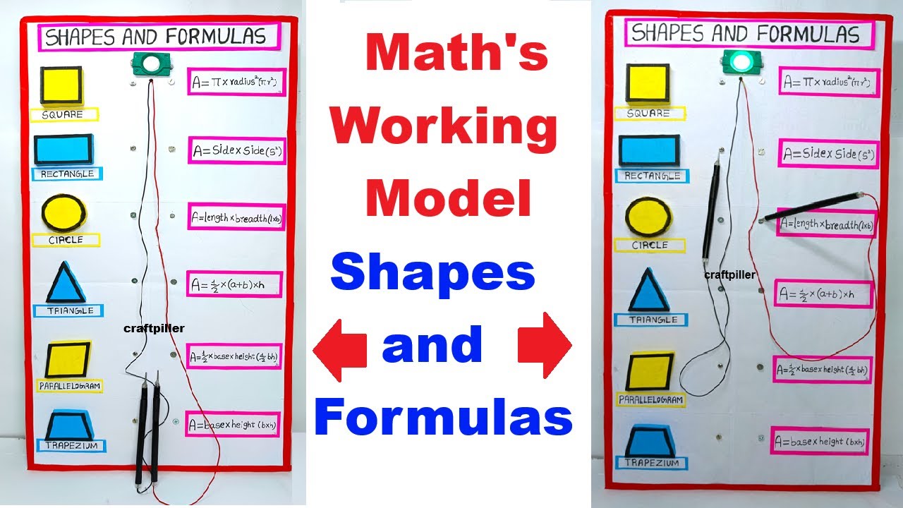 math's working model on shapes and formulas - math's exhibition - diy - craftpiller