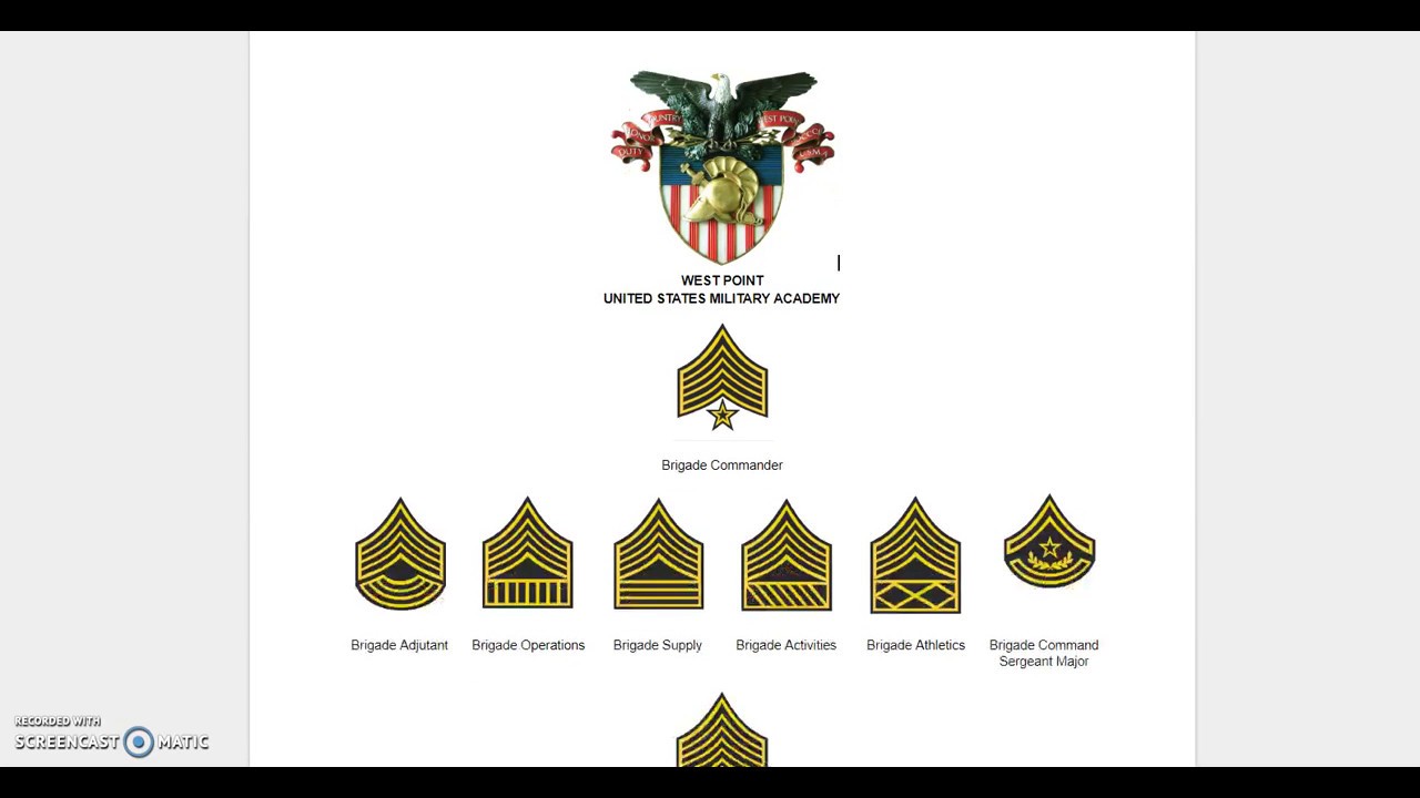 US Military Academies Rank Insignia