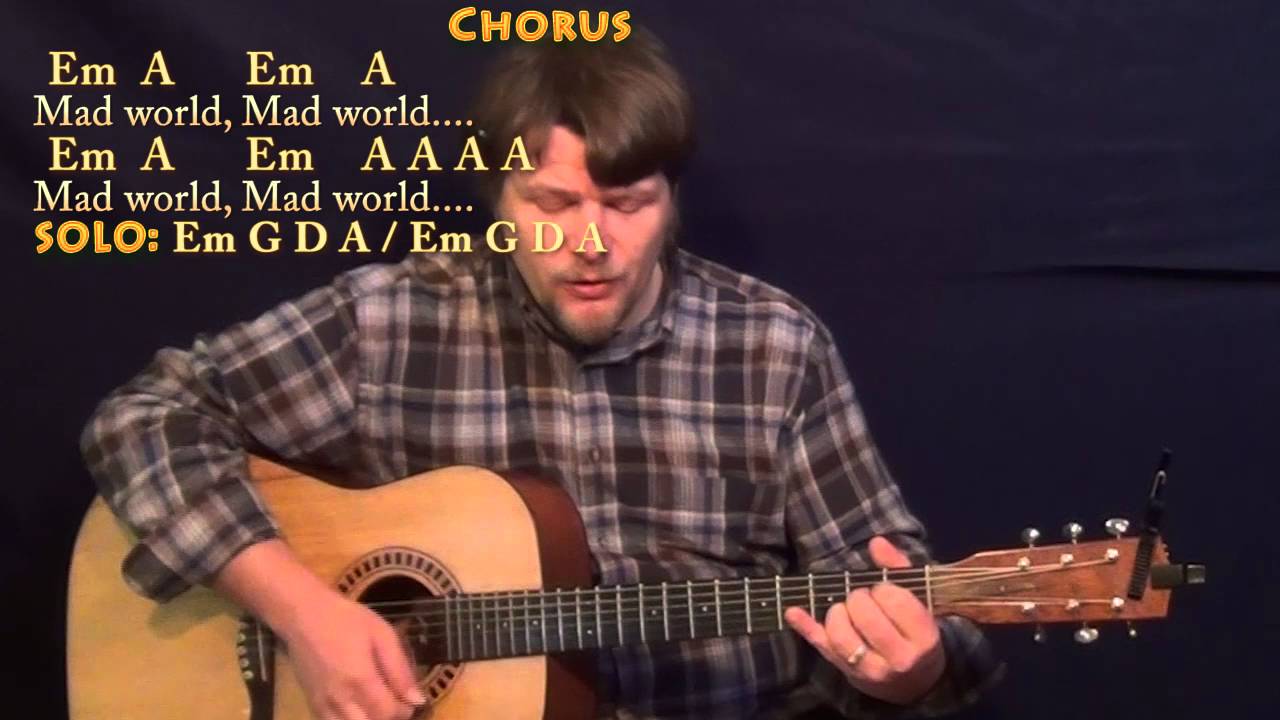 Mad World (Tears for Fears) Strum Guitar Cover Lesson in Em with Chords/Lyrics #madworld #guitar