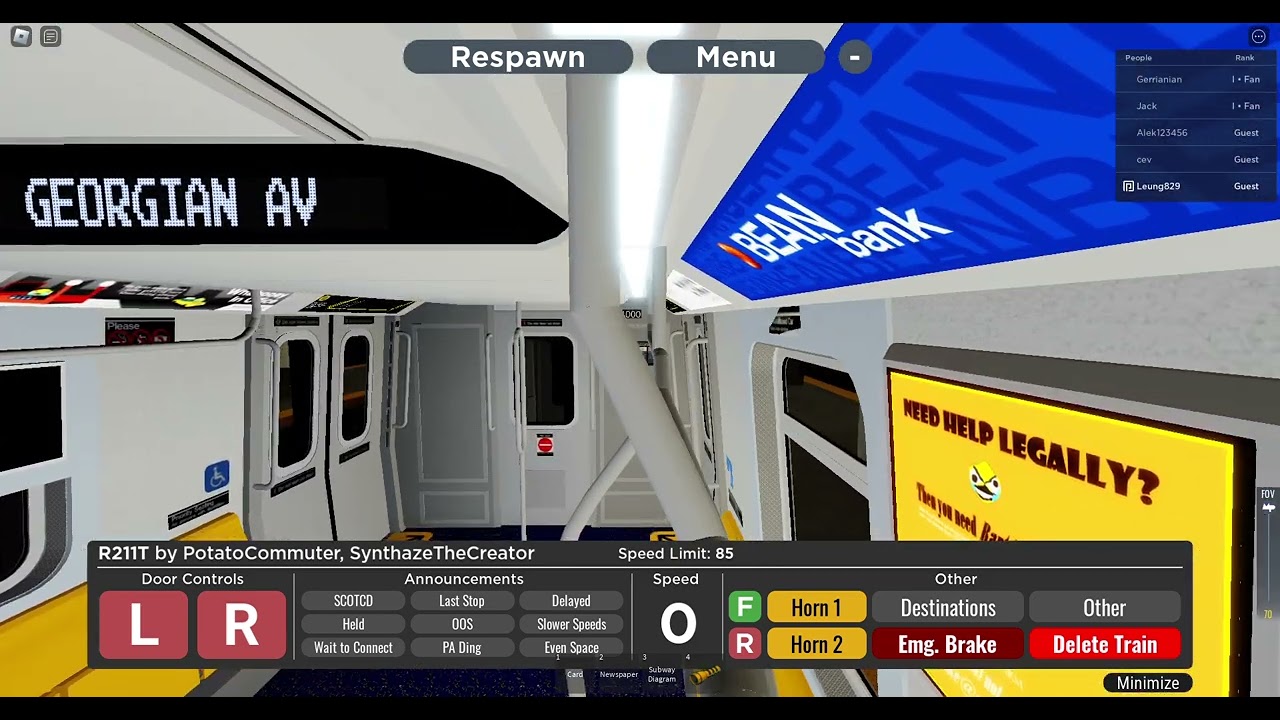 Roblox PTA Subway: Callaghan & Madison R211T Q Train 53 Street to Ridgeworth Island