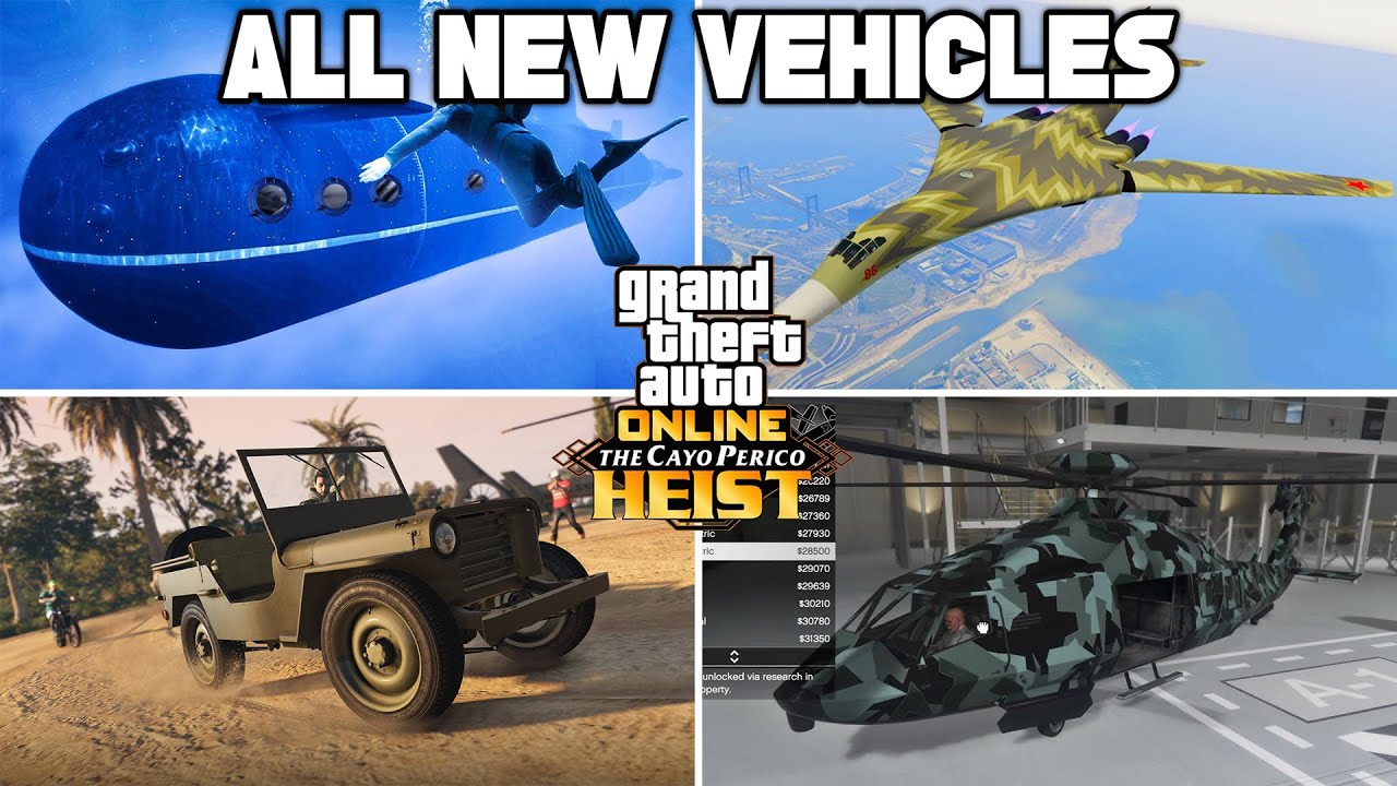 All New Vehicles and Cars In The GTA 5 Online Cayo Perico Heist DLC! (Cars, Boats & More!)