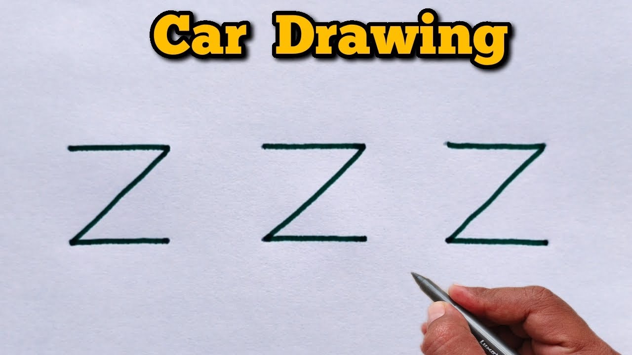 How to Draw Car Using ZZZ Letters | Creative Letter Art Trick for Beginners