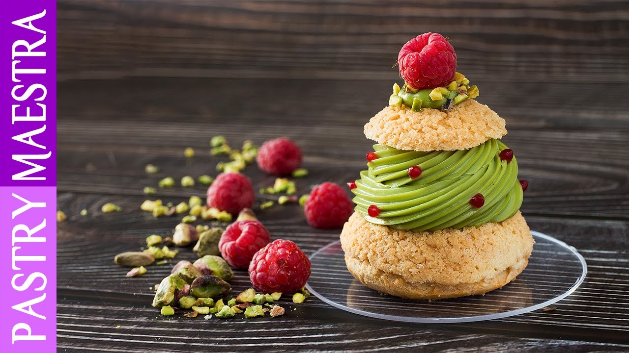 Gluten Free Pistachio and Raspberry Choux Craquelin (Cream Puffs) | Pastry Maestra