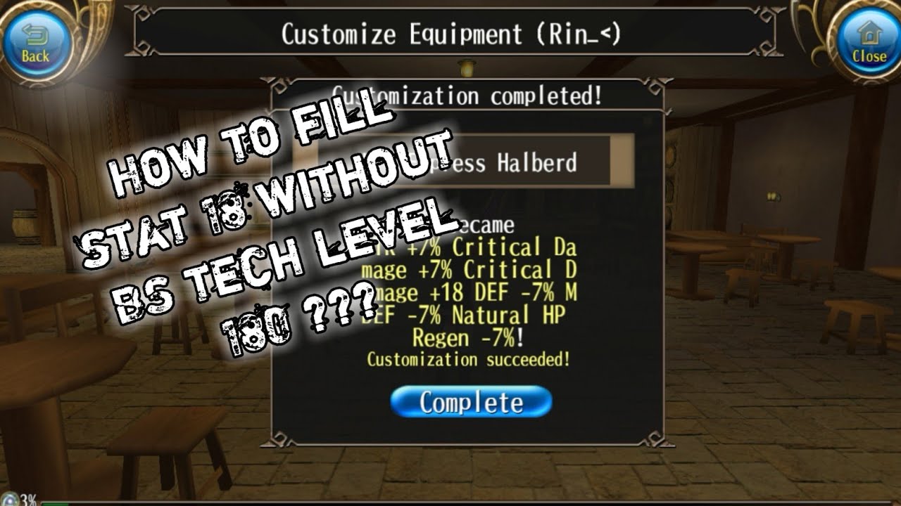 Toram Online - How to fill stat 18 without bs tech lv 180