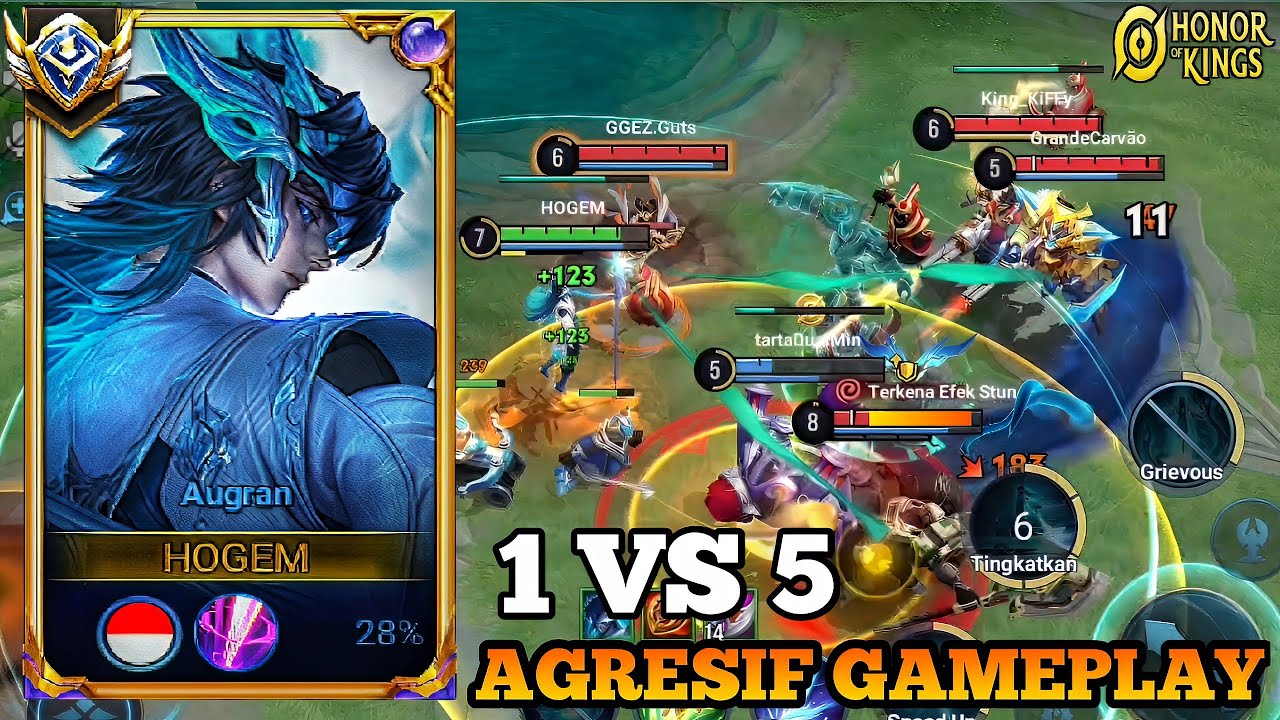 AUGRAN honor of king  AGRESIF GAMEPLAY 1 VS 5