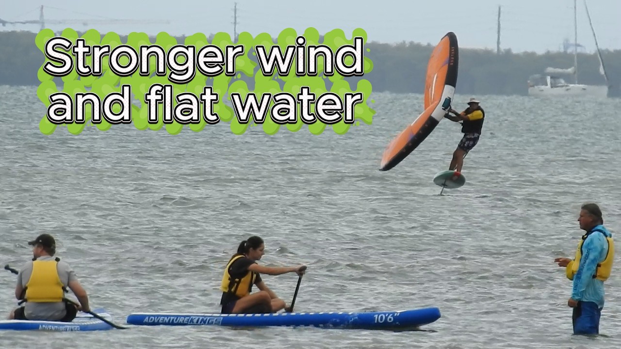 Wellington Point Qld 16kts and flat-water Wing Foiling