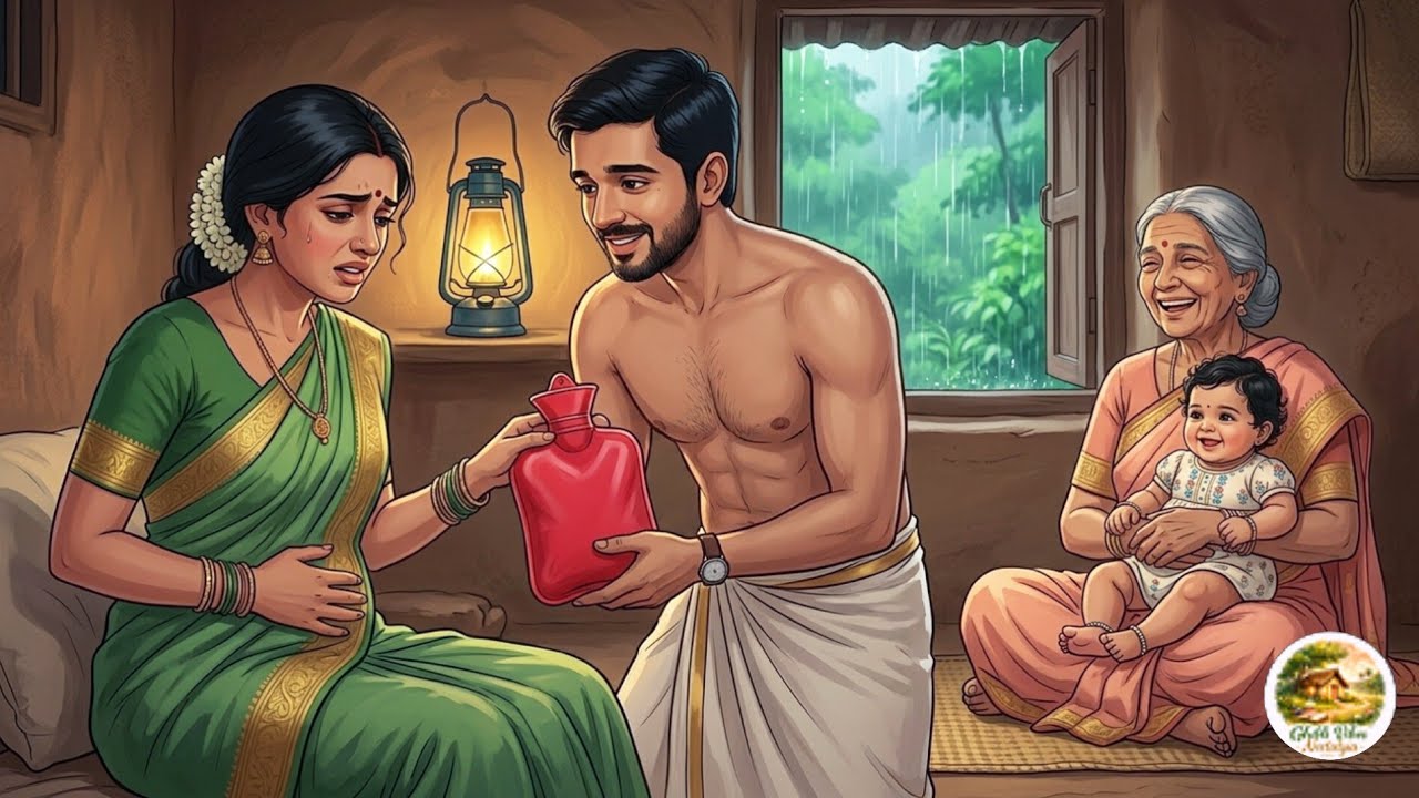 90s Tamil Village monsoon 🌧️ Husband's Love ❤️ Care His wife period day | Ghibli ASMR | Family Life