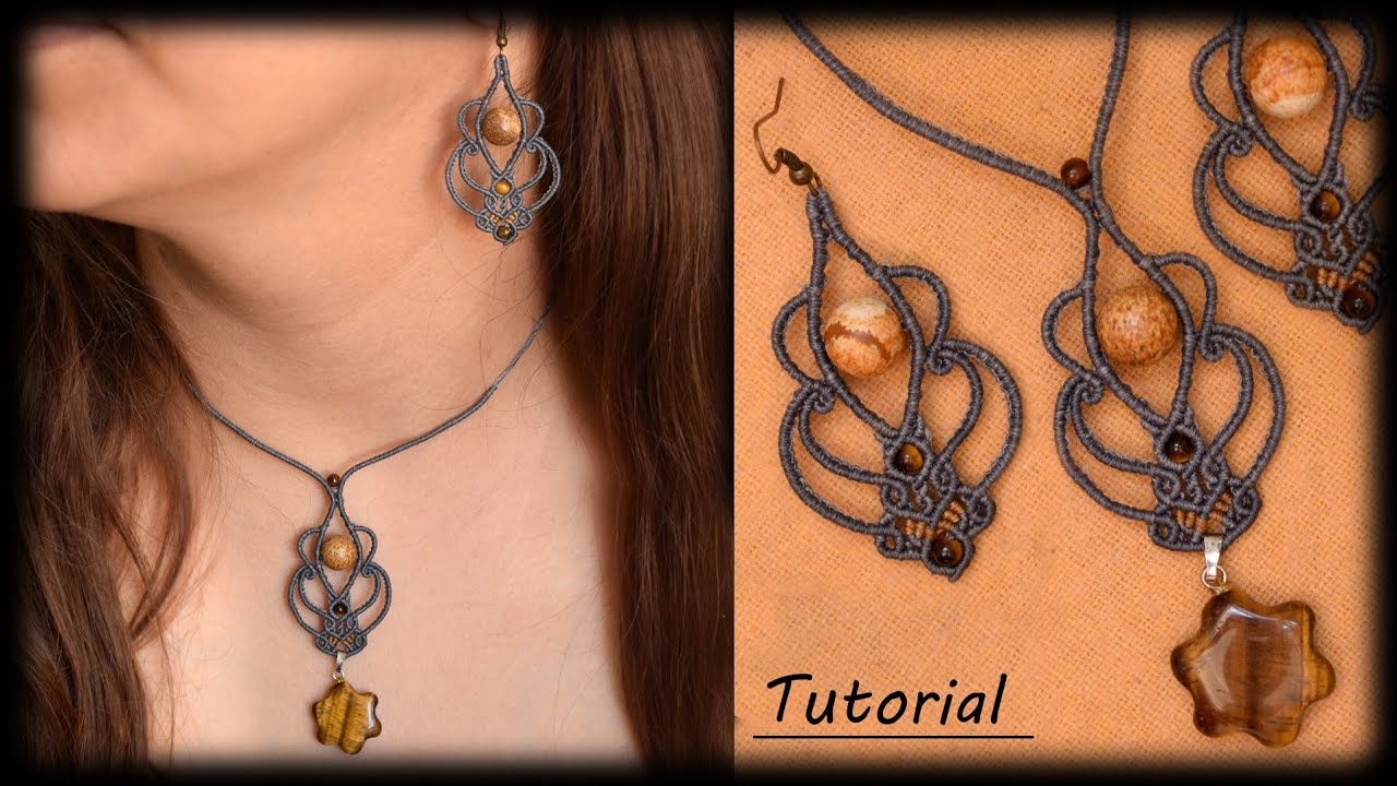 Macrame Tutorial | Macrame  Earrings & Macrame  Necklace  | Macrame Jewelry Set