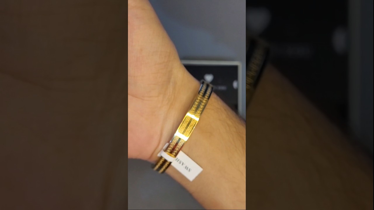Sawashaa Men's Kada 18K Gold Plated Bracelet 
