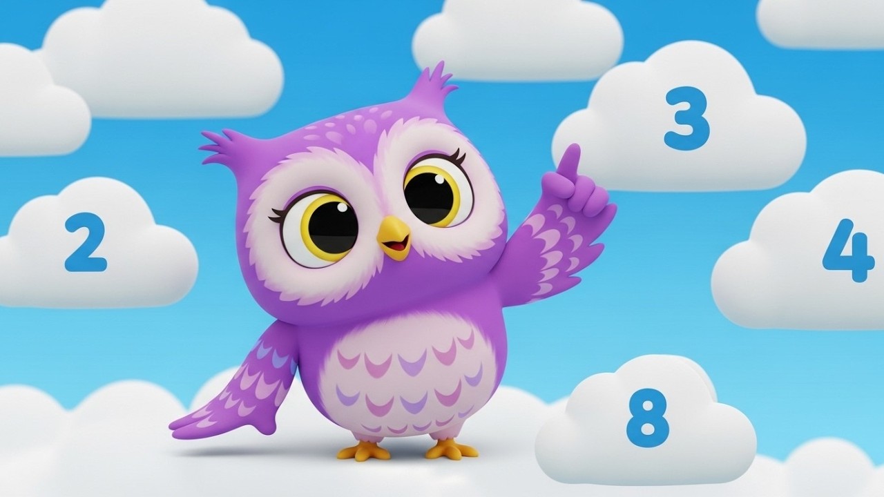 Nina Owl Counts the Clouds ☁️ | Fun Learning Song for Kids | Educational Nursery Rhyme