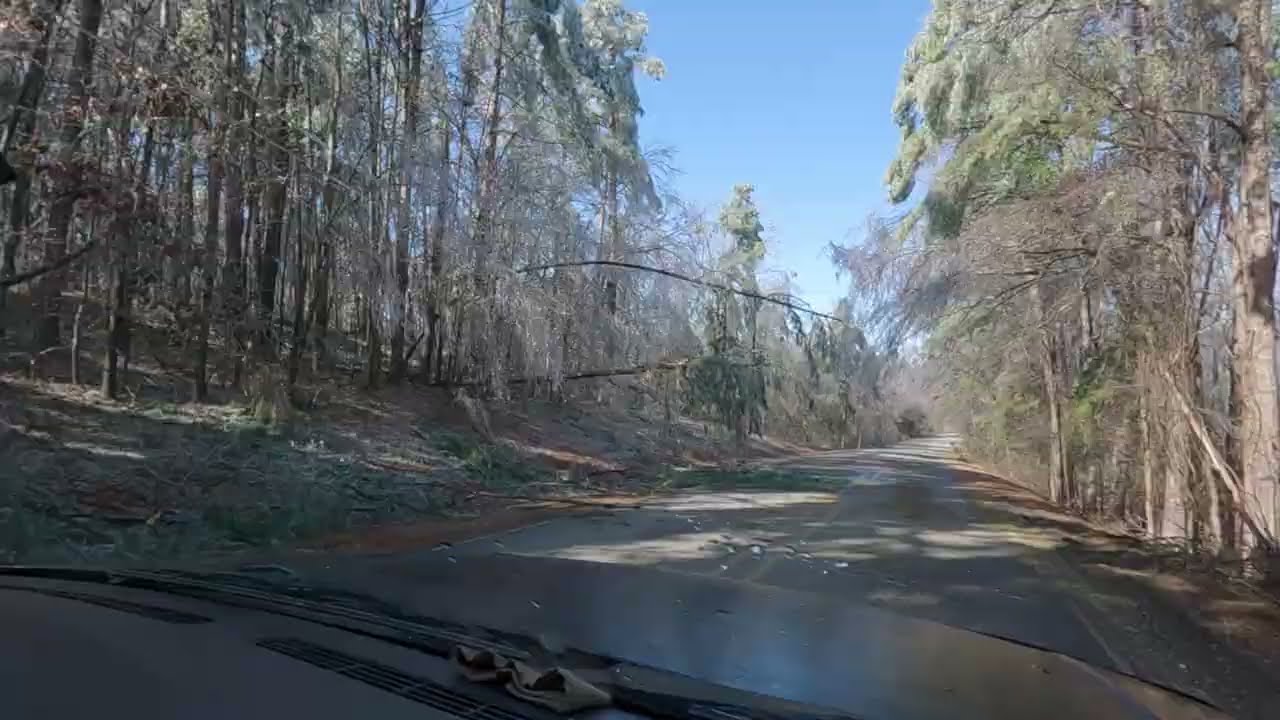 Crossing Long Iced Over Bridge & Power Lines in the Road