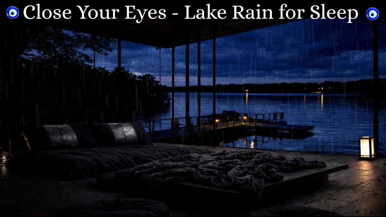 Rainfall in a Cozy Dark Bedroom 🌧️ | Peaceful Lake Rain Ambience for Deep Sleep😴RAIN SLEEP SOUNDS😴