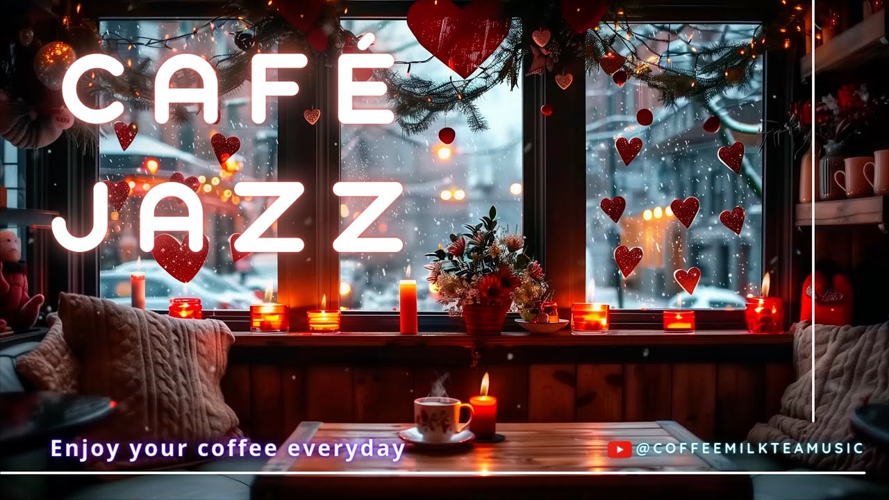 Smooth Jazz Music & Coffee Shop Sounds  ☕ | Relaxing for Work, Study & Chilling | Snowy Night ❄️