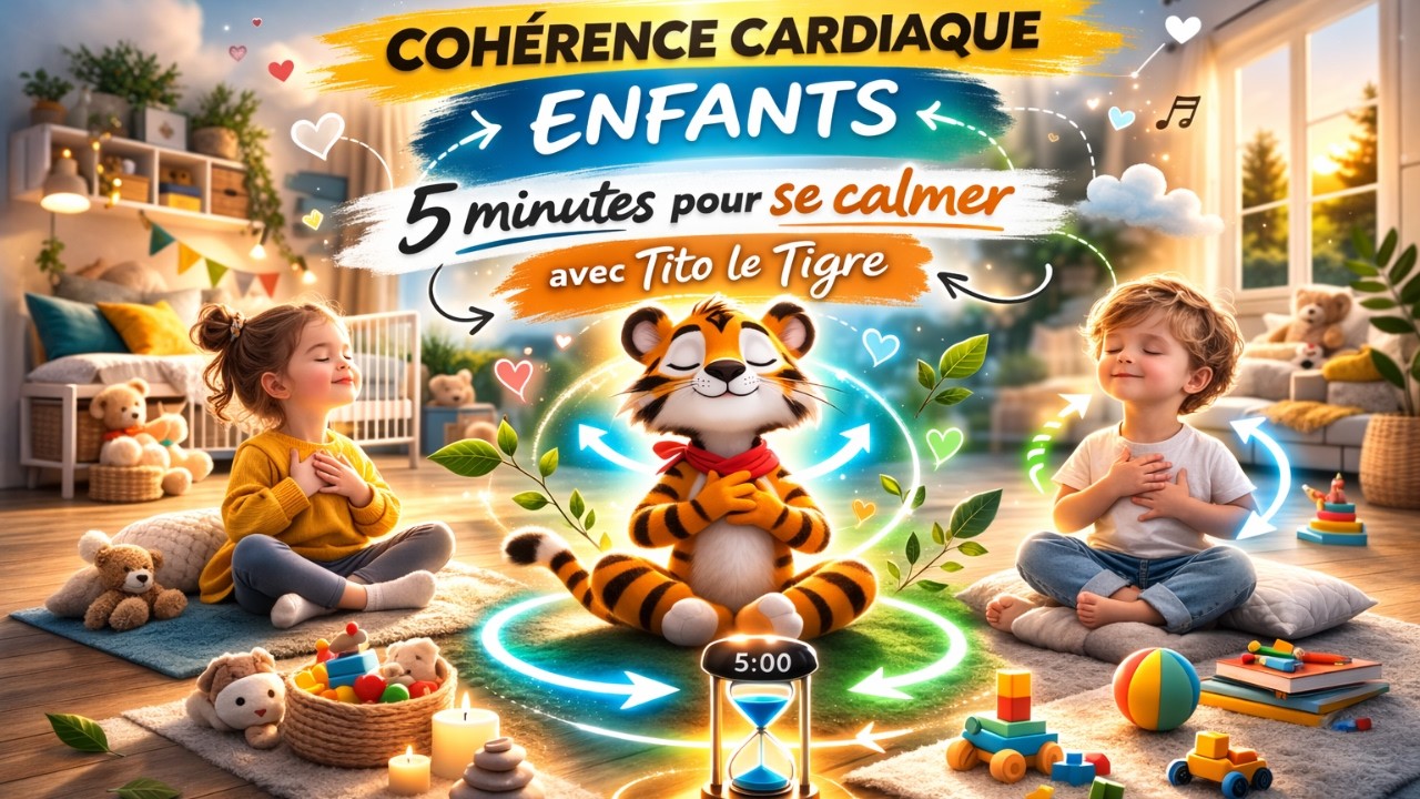 COHÉRENCE CARDIAQUE POUR ENFANTS - [5 minutes pour se calmer avec Tito le Tigre 🐯🌬️]