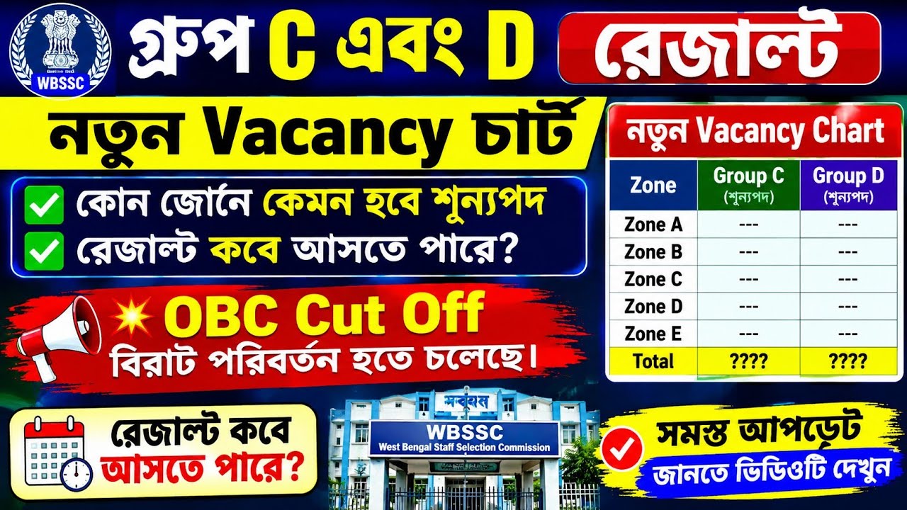 WBSSC গ্রুপ C এবং D নতুন Vacancy চার্ট✅OBC Cut Off বিরাট পরিবর্তন হতে চলেছে 💥