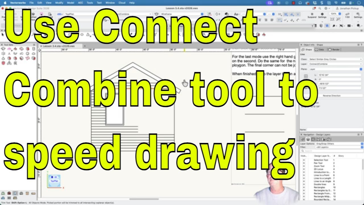 Инструмент Connect_Combine #vectorworks #vectorworkstutor