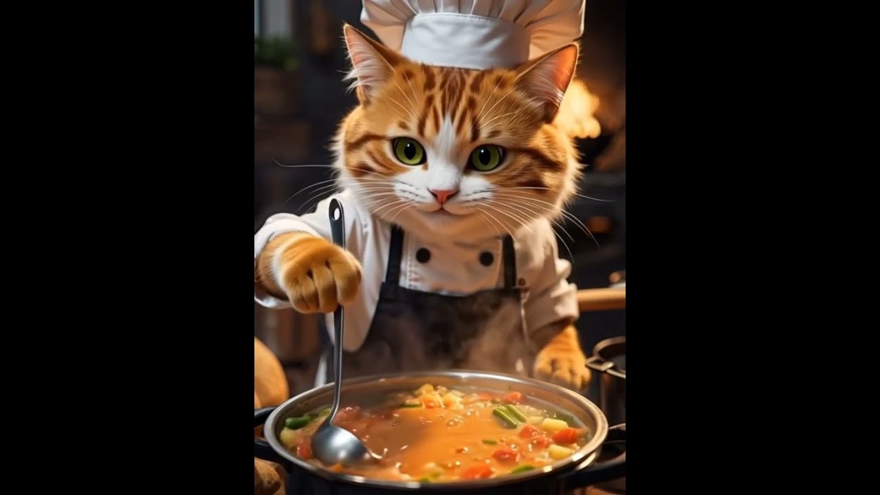 5c.  Chief cute cat with chicken curry 