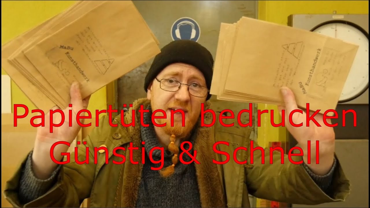 Einfache Druckmaschine Papiertüten bedrucken mit Moosgummi und Laser Graviermaschine Günstig Schnell
