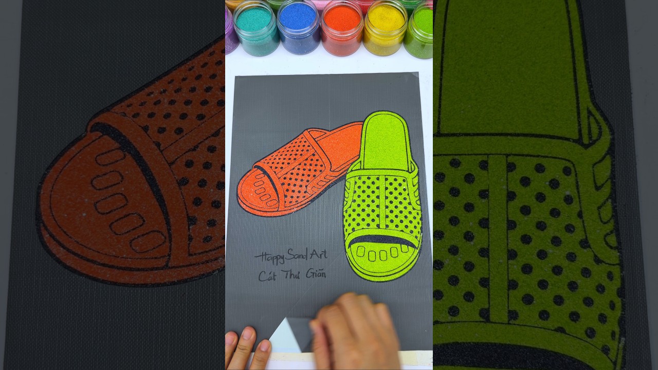 Honeycomb Sandals 🧡💚Sand Art Painting | ASMR #shorts
