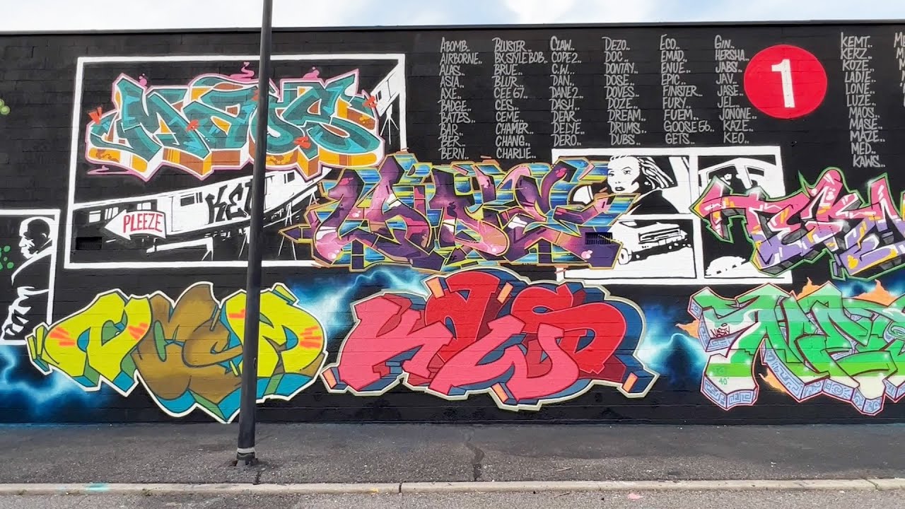 Fame City 40th Anniversary Wall 2023 with KAWS