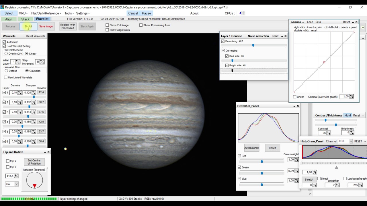Capture and Processing of the planet Jupiter.