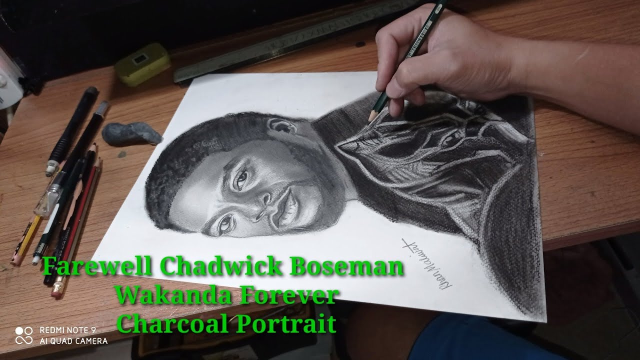 Charcoal Portrait Chadwick Boseman (Black Panther)