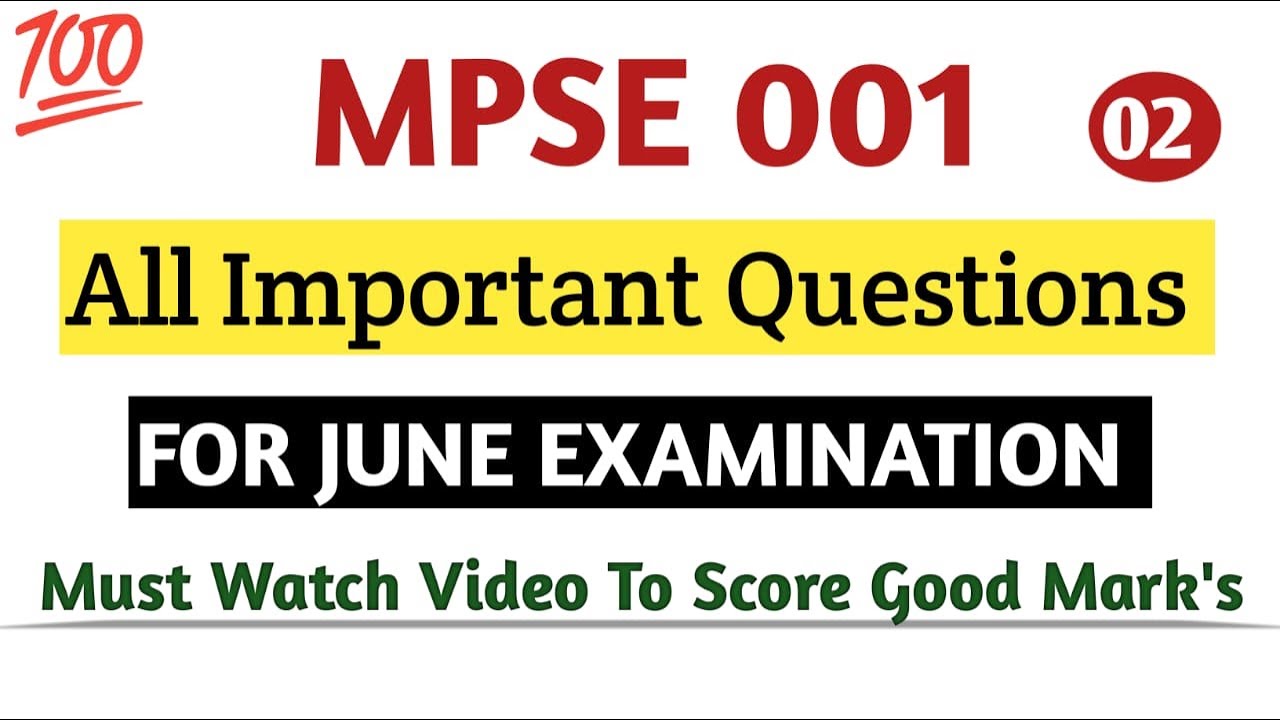 MPSE 001 Important Questions June 2025 Exam | IGNOU MPSE 001 Revison One Shot