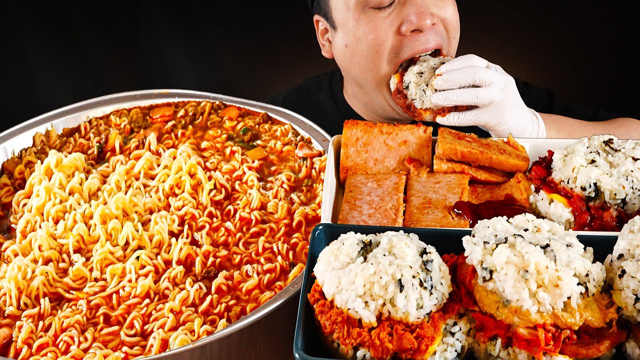 진짜 꿀맛조합!! 대왕뚜껑과 여러가지 밥버거 먹방~!! 리얼사운드 ASMR social eating Mukbang(Eating Show)