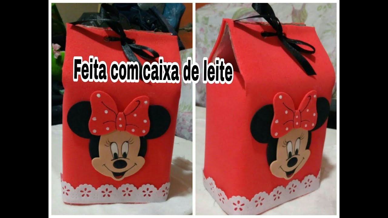 Lembrancinha| Sacolinha surpresa feita de Caixa de Leite - Lembrancinha de aniversário da Minnie