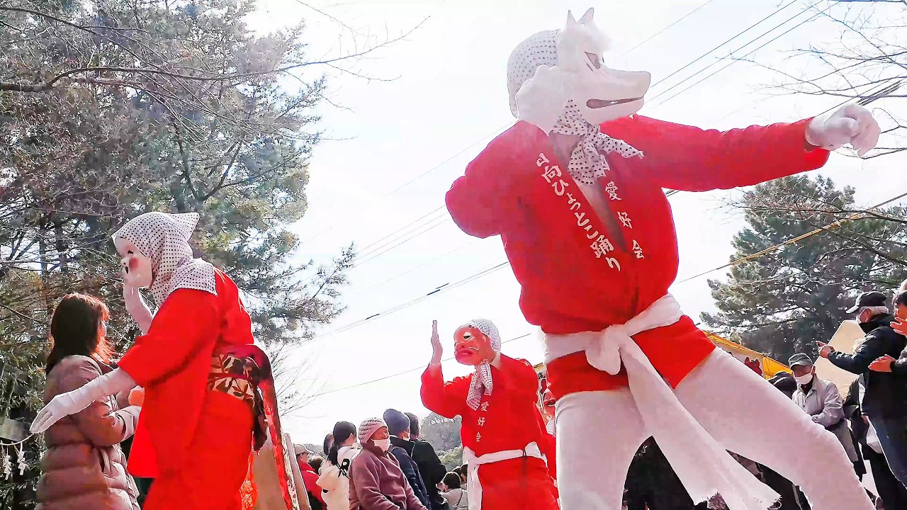 初午祭、ひょっとこ踊りの奉納。Hyottoko Dance: Praying for bountiful harvests and prosperous business