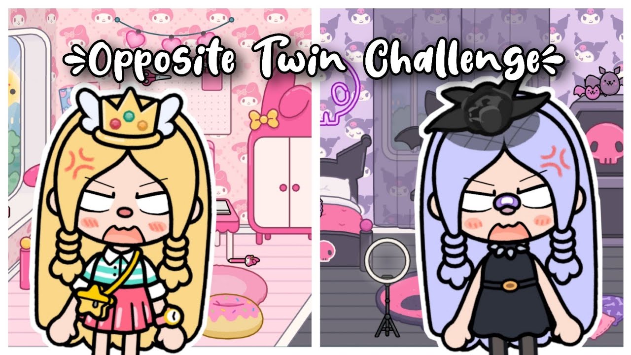 Opposite Twin Challenge - Bedroom Design 💖💜 Toca Life World *free to use  bedroom designs*